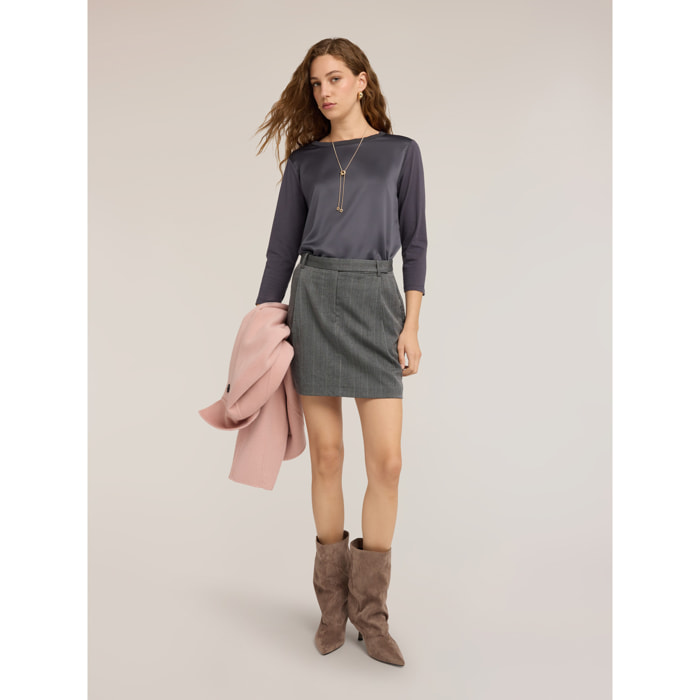 Motivi - Minigonna gessata con pinces - Grigio