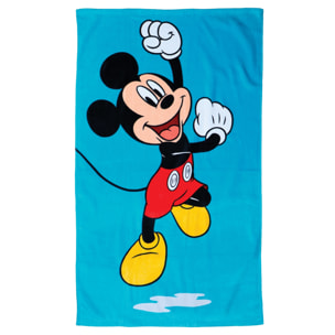 Serviette de bain et de plage imprimée 100% coton, MICKEY BLUE