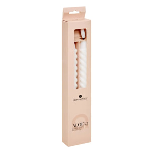 Lot de 2 bougies bâton LED twist Aloe H.22cm blanc