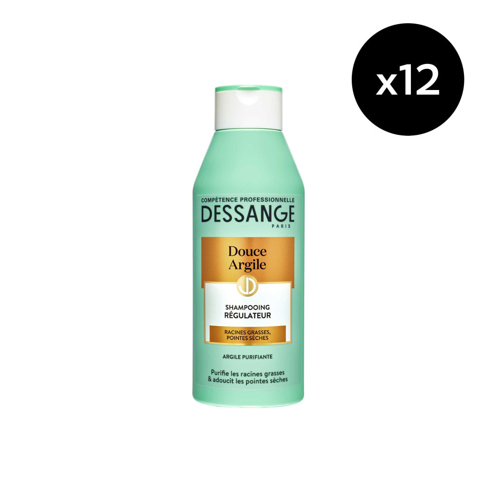 Lot de 12 - Dessange Douce Argile Shampooing Régulateur Racines Grasses, Pointes Sèches 250ml