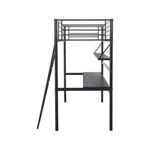 Lit mezzanine avec bureau "Alona" - 90 x 190 cm - Noir
