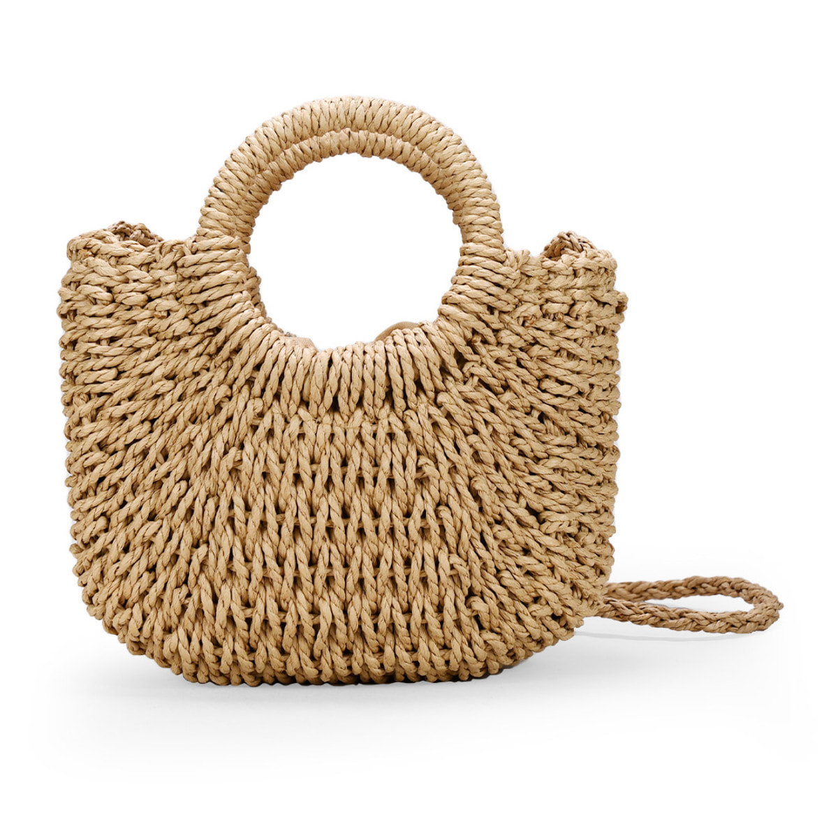Bolso de esparto marrón tipo canasto