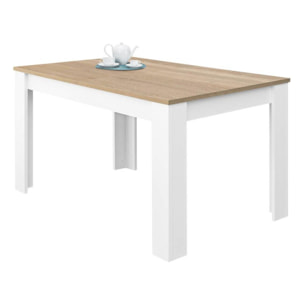 Mesa de comedor extensible Kendra 123 Blanco Artik (Blanco Mate) - Roble Canadian