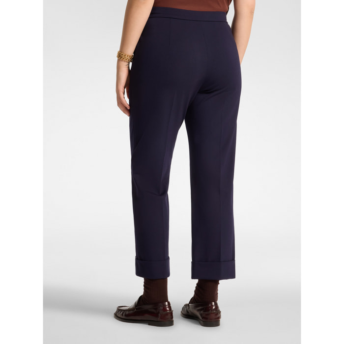 Elena Mirò - Pantaloni chinos in punto milano misto viscosa - Blu