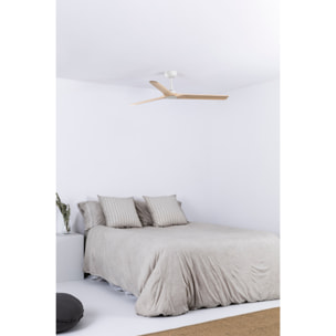 HEYWOOD M Ventilateur blanc/bois clair DC