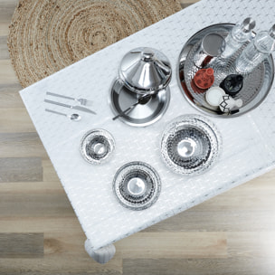 Nappe Motif Geometrique Argente 140x250cm