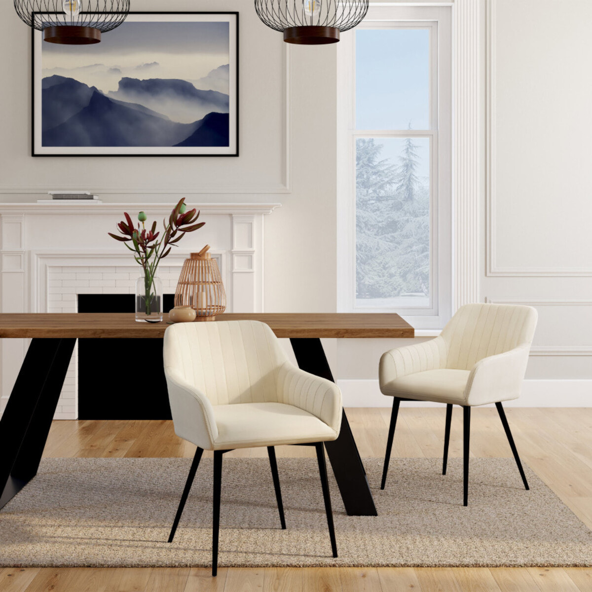 Chaises Ariana velours et pieds métal