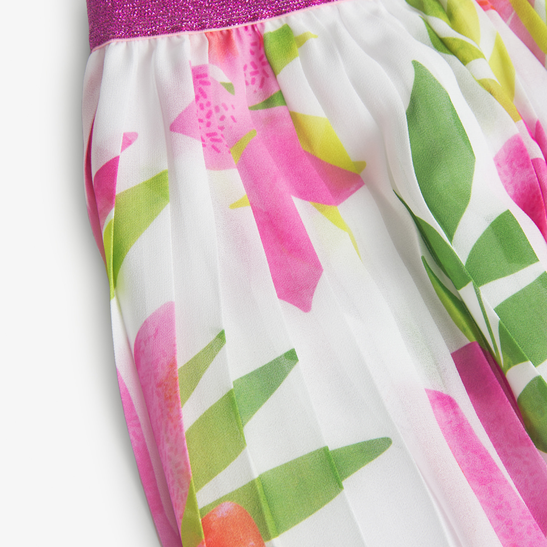 Falda plisada para niña estampada con flores de color rosa