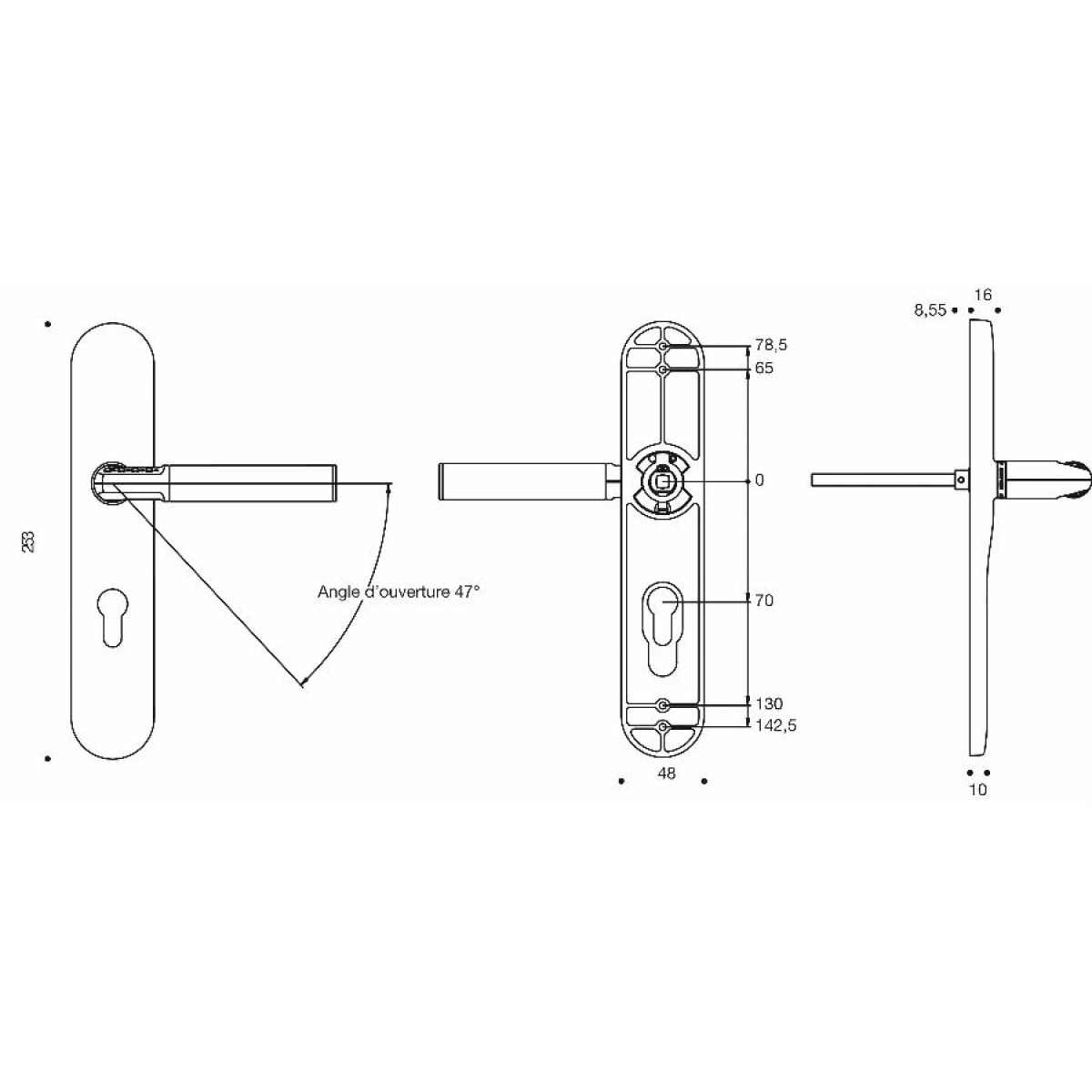 0820048 Ens a code handle sur rosace chromé gamme velours 4320 droite