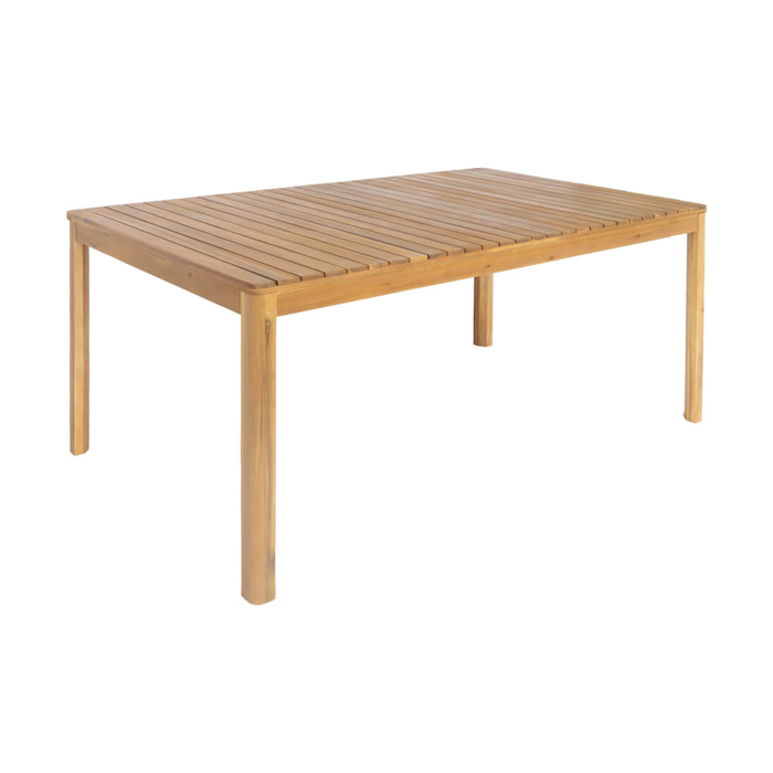 Table de jardin SENORA acacia naturel avec coins arrondis. 8 places. 160 x 90 x 75 cm