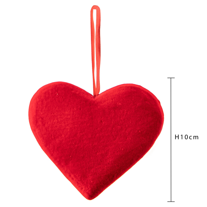 Cuore Floccato. Altezza 10 Cm - Pezzi 12 - 11,3X3X10cm - Colore: rosso - Bianchi Dino - Articoli Natalizi