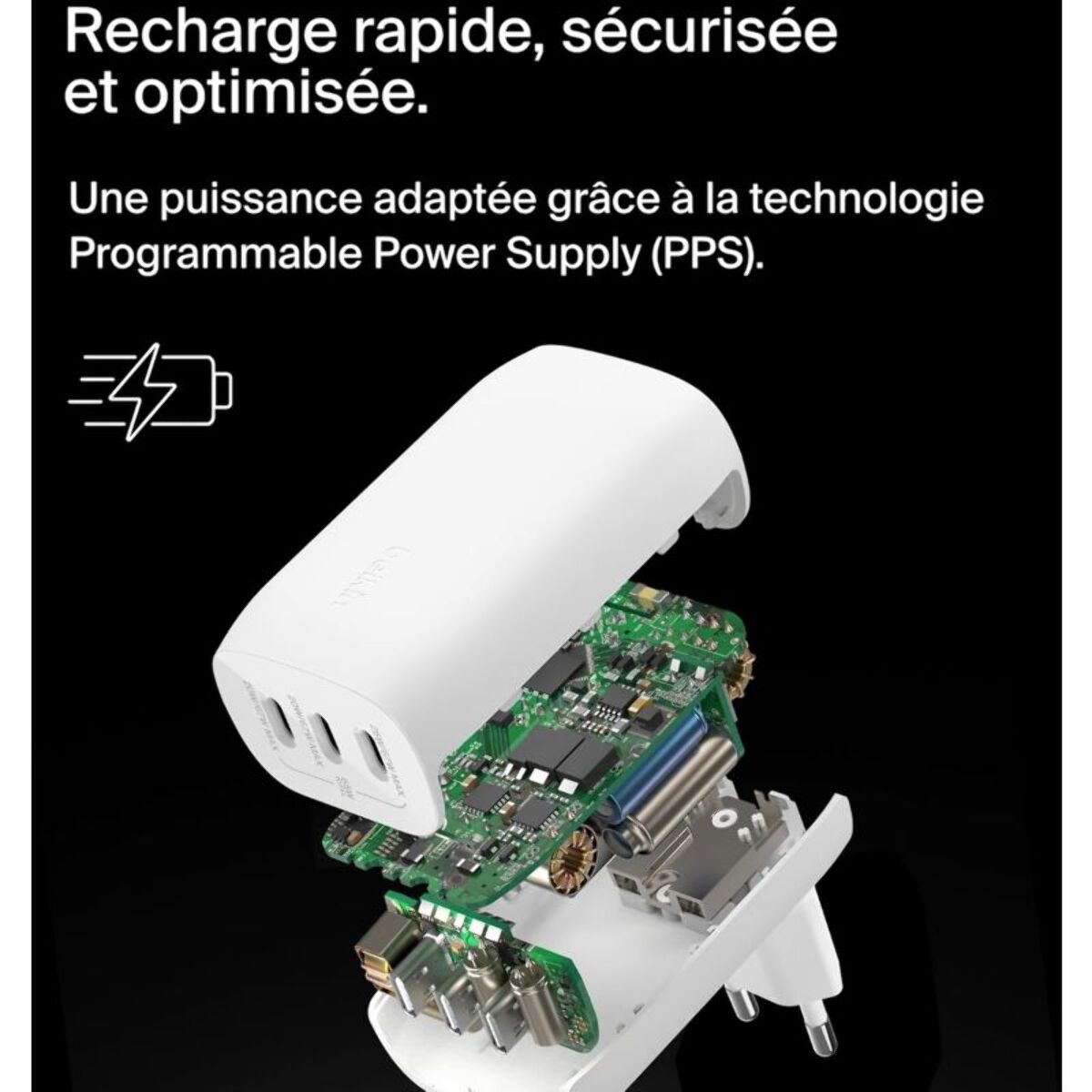 Chargeur ordinateur portable BELKIN 3 port USB-C 67W PPS Technologie
