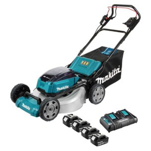 Tondeuse auto-tractée 36V 36V (2X18V LXT) - MAKITA - avec 4 batteries 18V 5.0Ah - DLM532PT4