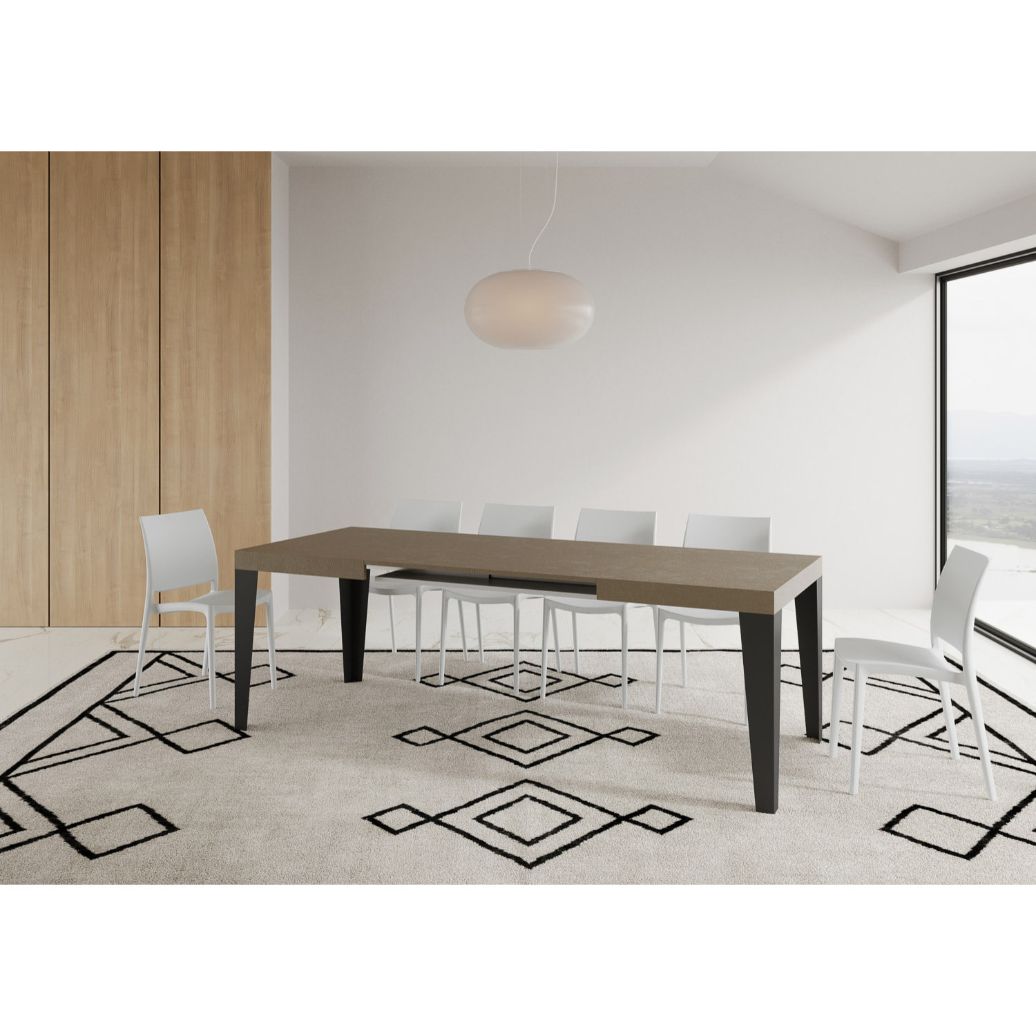 Table extensible 90x140/400 cm Flame taupe pieds anthracite