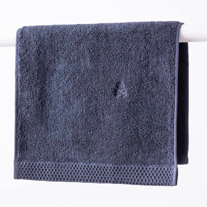 Juego de toallas nidus (30x50cm + 50x100cm + 90x150cm) 100% algodón en color azul marino con logo bordado scalpers home