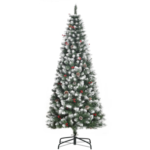 árbol de Navidad Artificial 180cm Ignífugo con 618 Ramas 30 Bayas 34 Piñas Verde