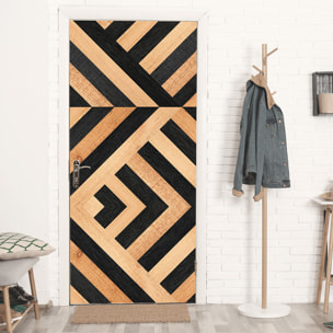 Stickers adhesivos de CERAMIKO - Geométrico madera y negro 65x100