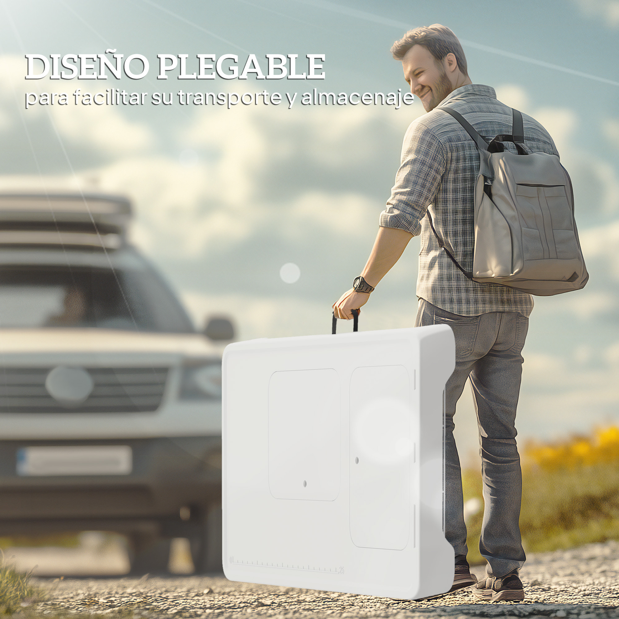 Mesa para Limpiar Pescado Portátil Mesa Plegable para Camping con 2 Fregaderos Manguera de Drenaje Estación de Limpieza y Grifo para Pesca Barbacoa Blanco