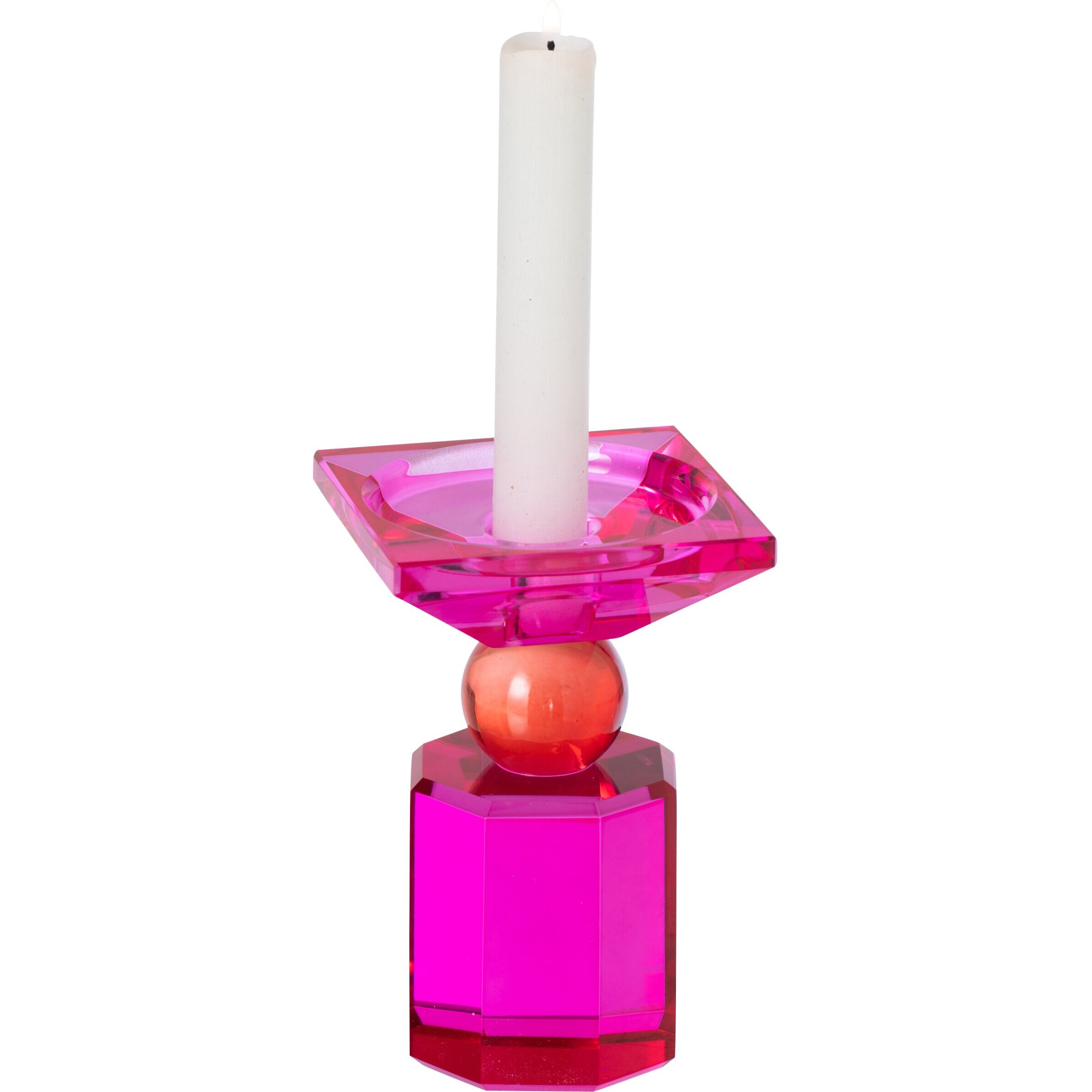 J-Line bougeoir - verre - rouge Noël/fuchsia