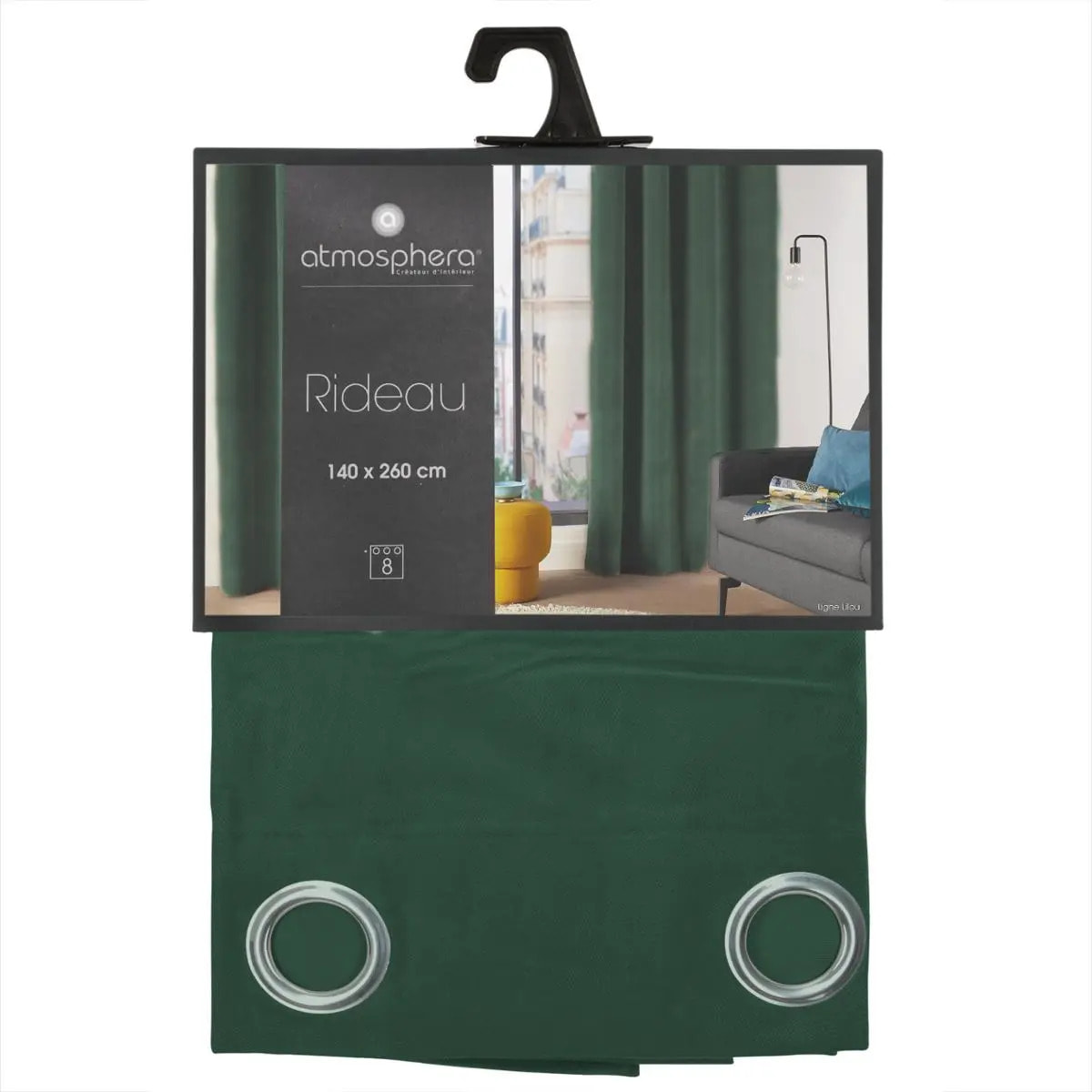 Rideau "Lilou" vert 140x260cm