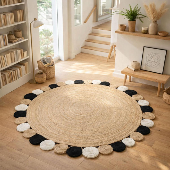 Tapis rond 120x120 rond JT RONDI Beige , tapis jute artisanal