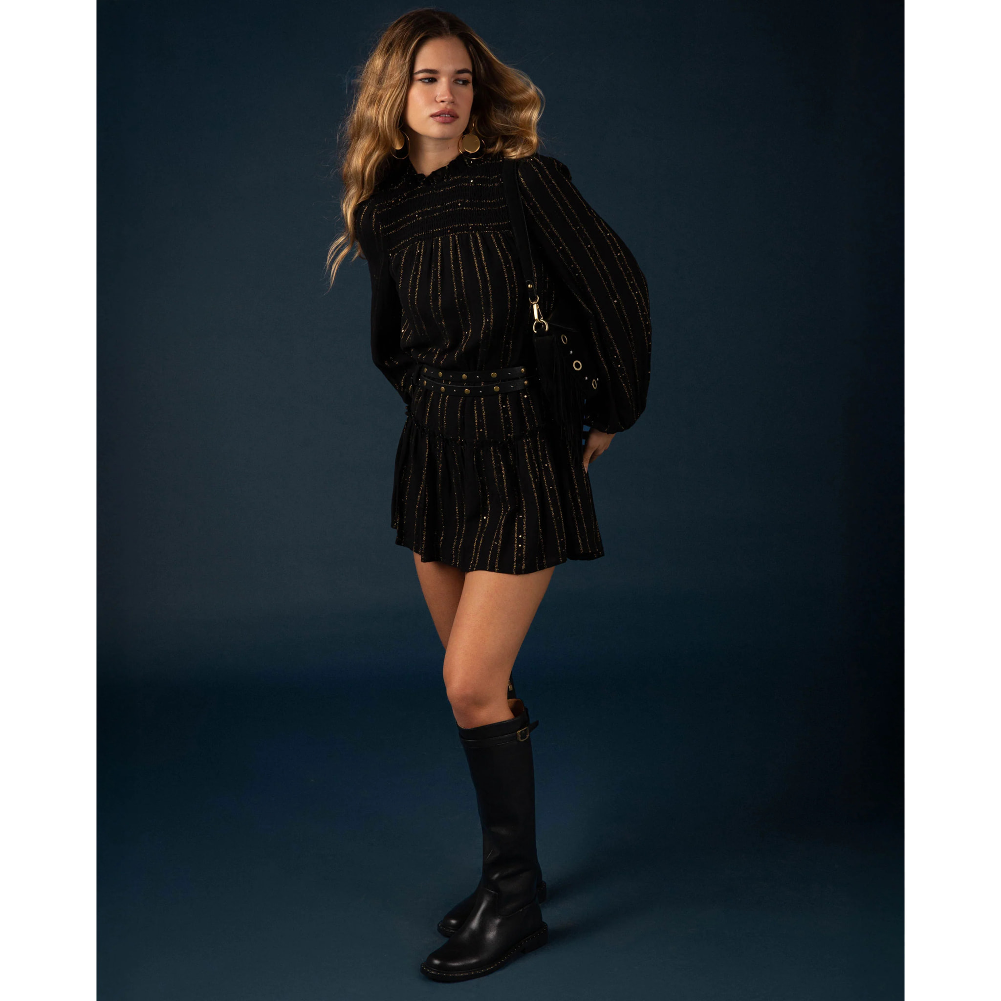 Vestido corto con lúrex de mujer
