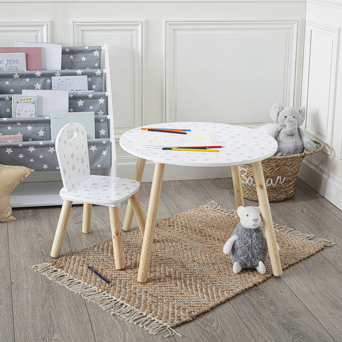 Chaise enfant "Douceur" motifs gris