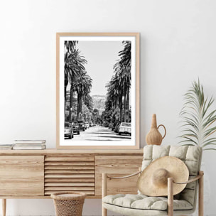 Affiche paysage Los Angeles Beachwood drive Affiche + cadre en bois - Chêne