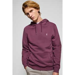 Felpa prugna con cappuccio e tasche con logo Rigby Go ricamato