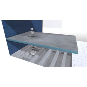 LOT de 2 Receveurs de Douche à Carreler 90x160 cm avec Bondes à Sortie Horizontale - Grille Inox