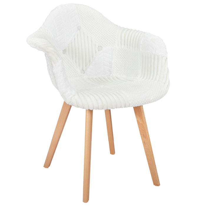 Fauteuil Scandinave Patchwork Blanc - Lot De 2
