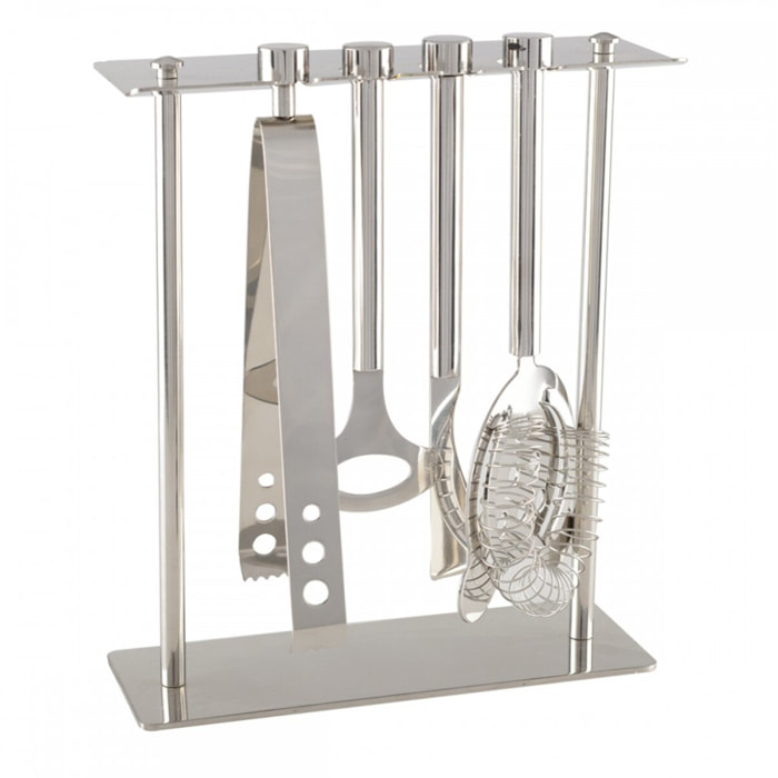 Outils de bar sur support 7 pièces coloris argent