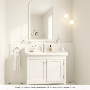 Pack meuble vasque Cléo 1889 blanc velours + colonne gauche + miroir + mitigeur chrome