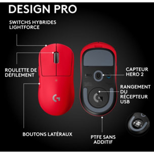 Souris Gamer Sans Fil LOGITECH Pro X Superlight 2 SE rouge