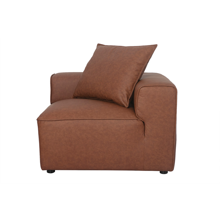 Module d'angle droit pour canapé en cuir marron FERGUS