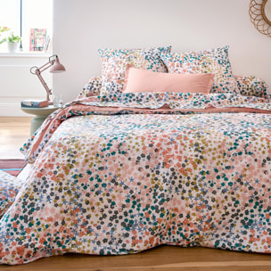 Taie d’oreiller percale de coton 80 fils motif floral - Rose