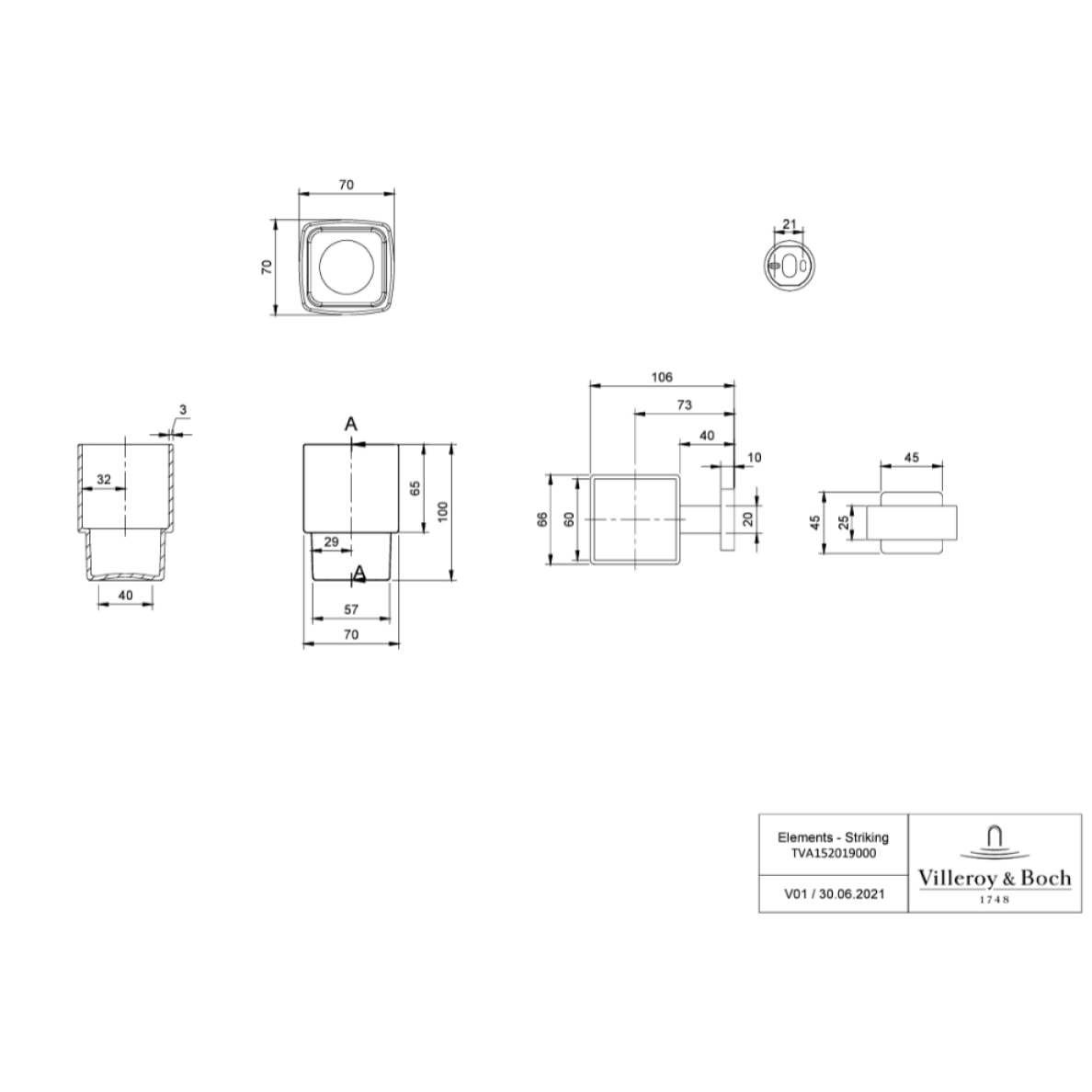 Porte-verre Elements - Striking  aspect or brossé