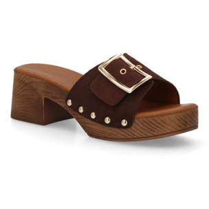 Sandalia tacon tipo zueco mujer