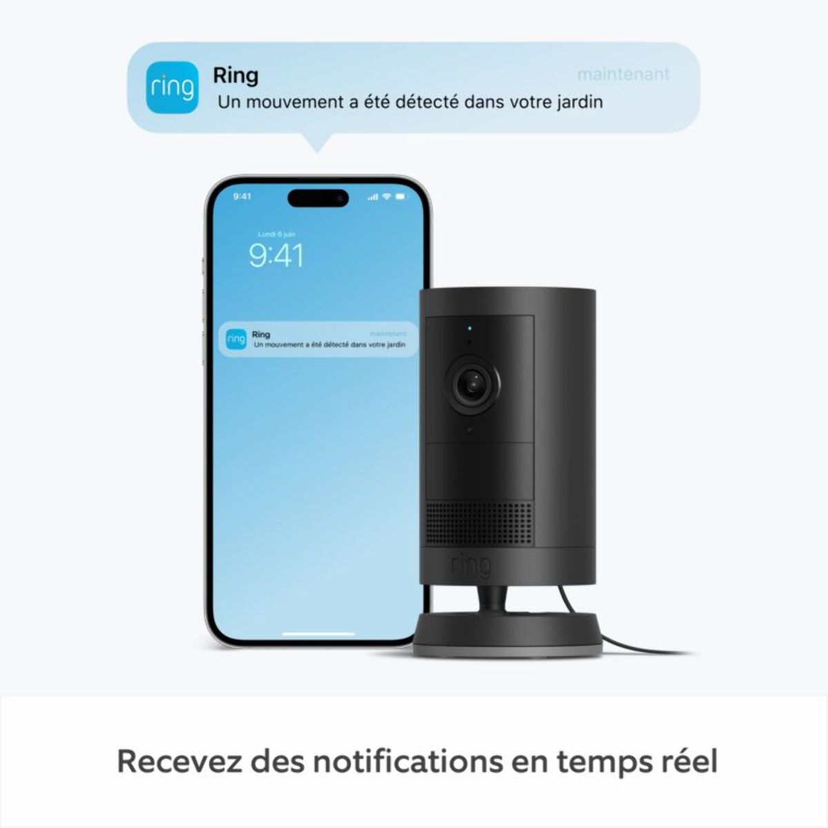 Caméra de surveillance RING Cam Plus - Plug-in - Noire