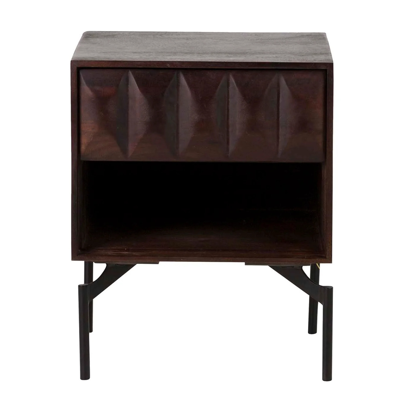 Mesita Madera Mango Metal Marron Velora 40x40x50cm