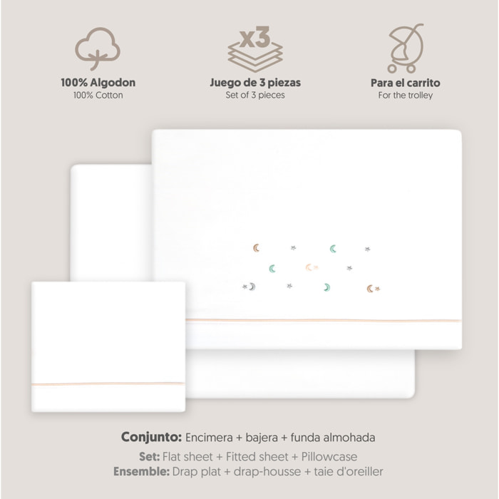 Triptico Coche Estrella Luna Multicolor Bco/Rosa