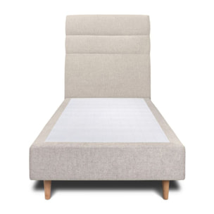 Lit avec tête de lit bandes horizontales tissu et sommier tapissier Ep20