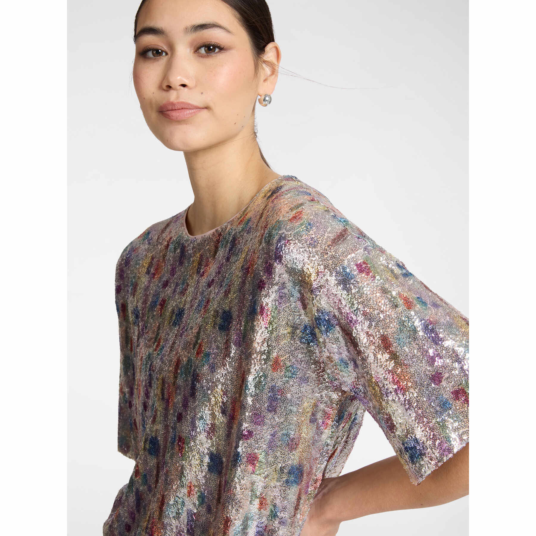 Elena Mirò - Blusa de tul con lentejuelas - Gris