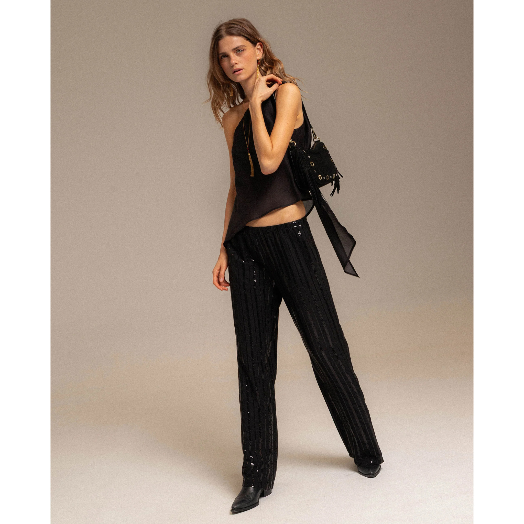 Pantalón fluido de mujer con lentejuelas