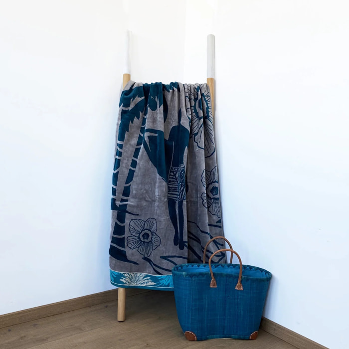 Serviette de plage éponge velours Jacquard - Dixon - 100x175cm - 470g/m²