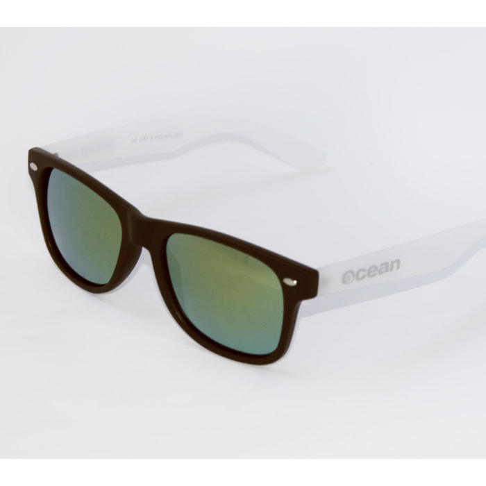 Occhiali da sole OCEAN BEACH WAYFARER - Frentes de colore marrone chocolate e patillas blancos brillantes