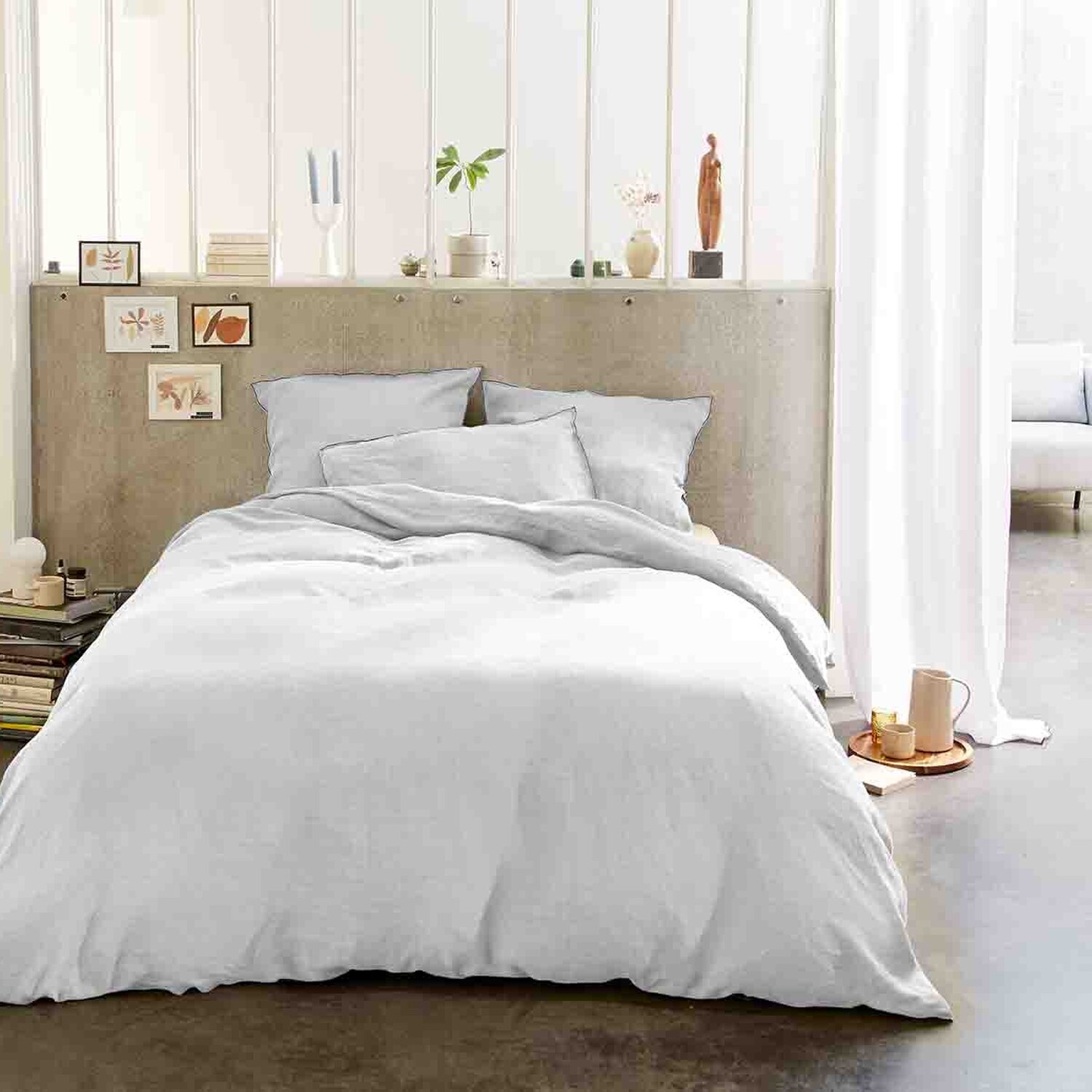 Parure housse de couette 3pcs 100% lin lavé 160g poire