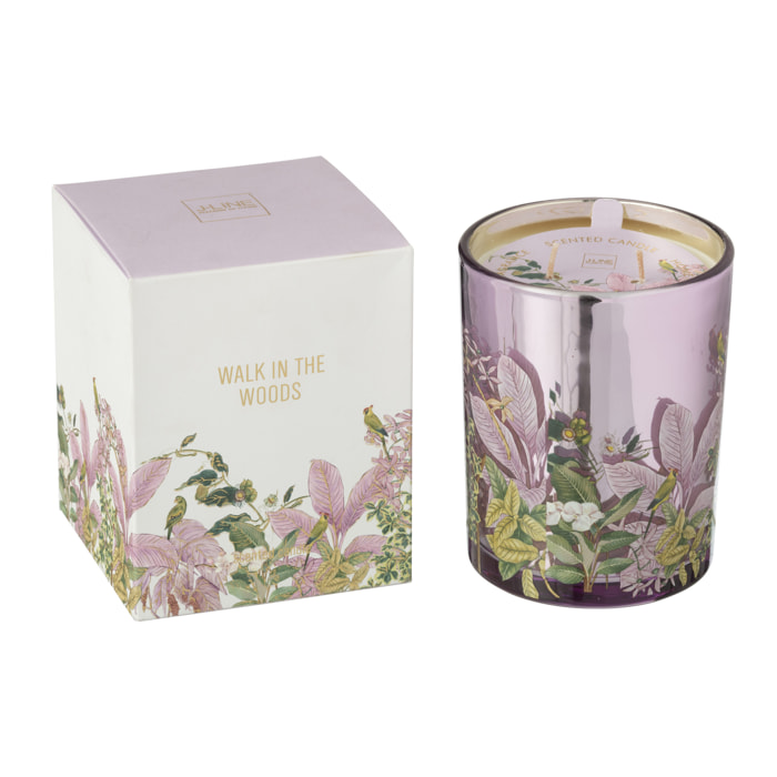 J-Line bougie parfumée Walk In The Woods - Mimosa & Rose - verre - rose - large - 55H