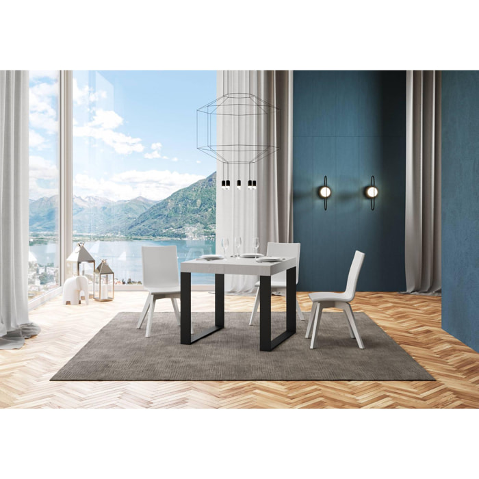 Tavolo allungabile 90x90/246 cm Tecno Premium Bianco Frassino telaio Antracite