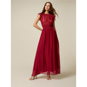 Oltre - Vestido largo en voile mezcla de seda - Rojo